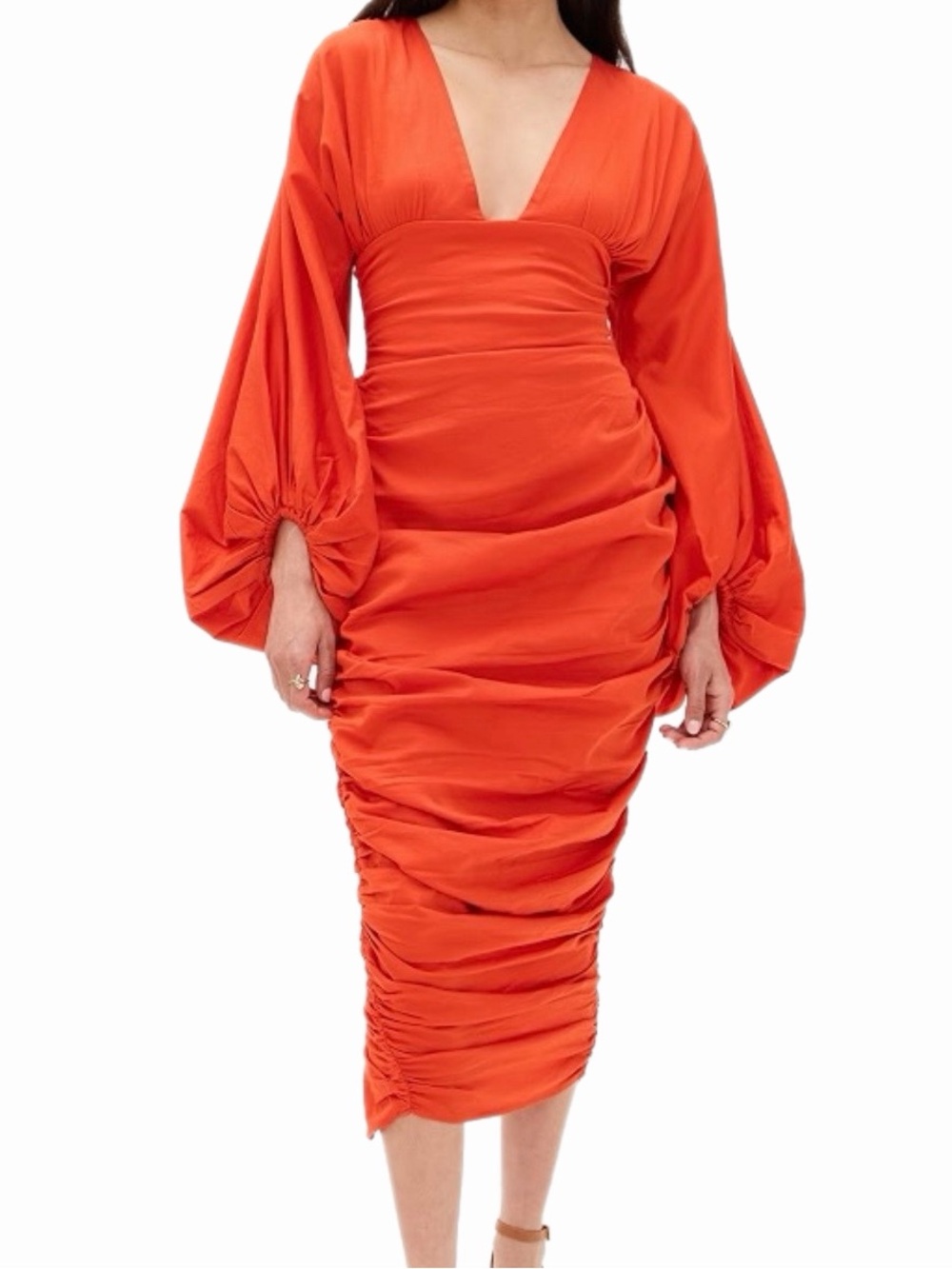 Andrea Iyamah Anida Cotton Bubble Sleeve Midi Dress Size 6 Avant Garde